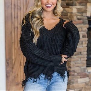 Destroyed Sweater in Black